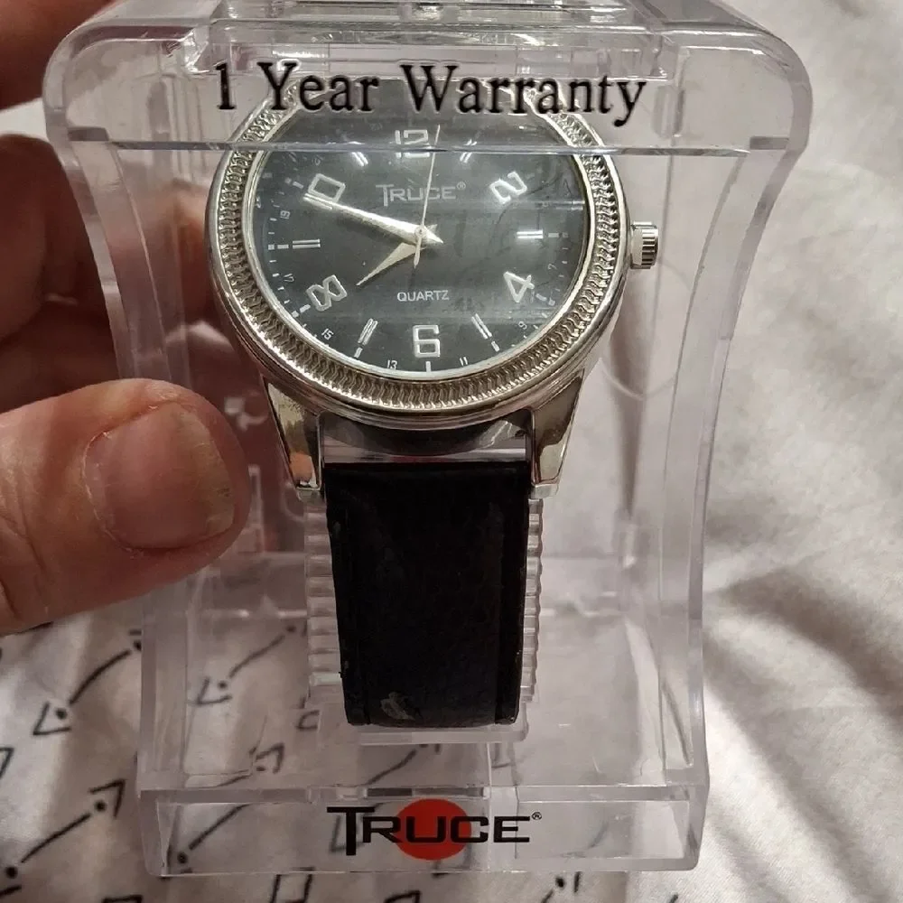 Truce Classic Silver and Black Quartz Watch